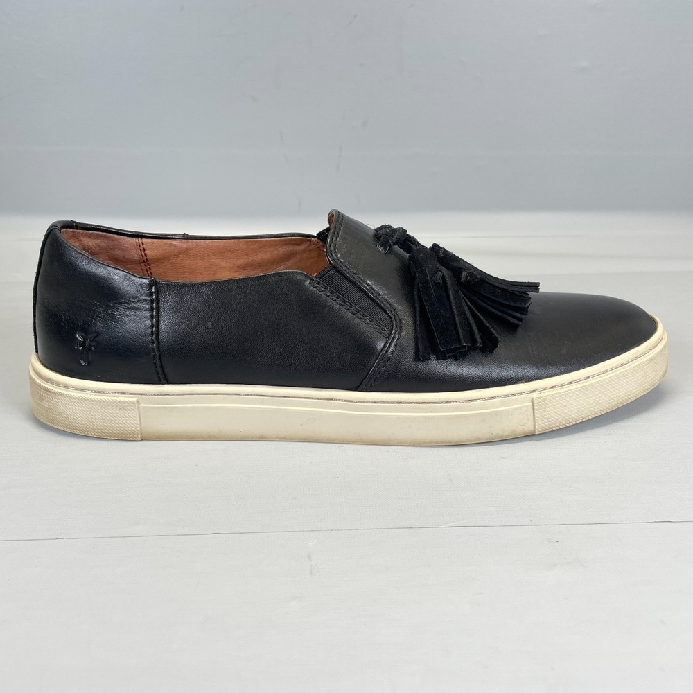 Frye Gemma Tassel Loafers Womens Size 9 M Black Leather‎ Comfort Slip On Shoes